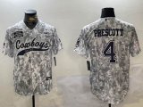 Dallas Cowboys #4 Dak Prescott Nike Arctic Camo 2024 Salute to Service Game Jersey Joint name-BD 01