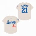 Puerto Rico #21 Clemente beige Baseball Jersey Stitched World Classic Button Uniform Costumes-SG