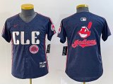 Youth Nike Cleveland Indians blank blue majestic baseball jersey -BD 11