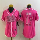 Women Nike Buffalo Bills #17 Josh Allen pink baseball jerseys Joint name-BD