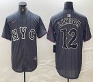 Nike New York Mets #12 Francisco Lindor gray majestic mlb jerseys majestic baseball jerseys 04