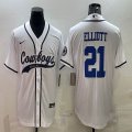 Nike Dallas Cowboys #21 Ezekiel Elliott white baseball jerseys Joint name-BD