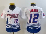 Youth Puerto Rico Baseball Francisco Lindor White 2023 World Baseball Classic Replica Player Jersey