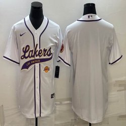 Nike NBA Los Angeles Lakers blank white baseball jerseys Joint name-BD