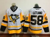 Pittsburgh Penguins #58 Kris Letang white yellow ice hockey jersey