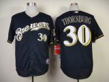 Milwaukee Brewers Tyler Thornburg dark blue mlb jersey