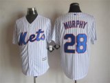 New York Mets #28 Daniel Murphy white blue stripe majestic baseball jerseys