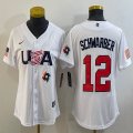 Women 2023 World Cup #12 Kyle Schwarber white USA majestic baseball jerseys 09