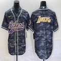 Nike Los Angeless Lakers blank gray camo baseball jerseys Joint name-BD 02