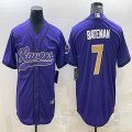 Nike Baltimore Ravens #7 Bashod Bateman purple baseball jerseys Joint name-BD 01