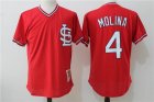 St.Louis Cardinals 4# Yadier Molina red throwback baseball Jerseys