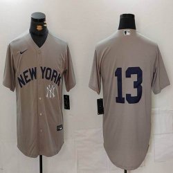 Nike New York Yankees #13 gray majestic baseball Jersey-BD 02