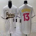 Nike San Diego Padres #13 Manny Machado white MLB Baseball jerseys Joint name-BD 01