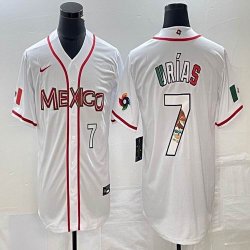 2023 World Cup Mexico #7 Julio Urias white majestic baseball jerseys 57