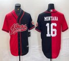 Nike San Francisco 49ers #16 Joe Montana red black Splits baseball jerseys Joint name -BD