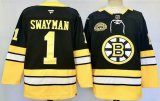 Boston Bruins #1 Jeremy Swayman Black ice hockey Jersey-PD