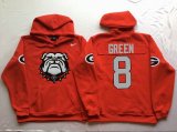 Georgia Bulldogs Red #8 GREEN NCAA Hooded Sweatshirt