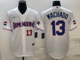 2023 World Cup Dominican Republic's #13 Manny Machado white majestic baseball jerseys 05