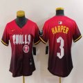 Women Nike Philadelphia Phillies #3 Bryce Harper red majestic baseball jersey city version 02