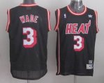 Miami Heat 3 Dwyane Wade Black throwback NBA basketball Jerseys