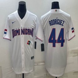 2023 World Cup Dominican Republic\'s #44 Alex Rodriguez white majestic baseball jerseys 06