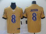 Nike Baltimore Ravens #8 Lamar Jackson Yellow NFL Jersey Inverted version