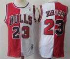 Chicago Bulls #23 Michael Jordan white red Split throwback nba jersey-S8