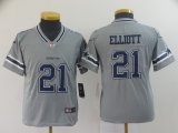 Youth Nike Dallas Cowboys #21 Ezekiel Elliott gray NFL Jersey Inverted version