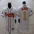 Nike Atlanta Braves #1 Ozzie Albies white gold Flexbase Authentic Collection Jersey -BD