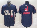 Nike Cleveland Indians blank blue majestic baseball jersey -BD 11