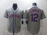 Nike New York Mets #12 Lindor Francisco Lindor gray Majestic baseball jerseys-BD