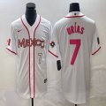 2023 World Cup Mexico #7 Julio Urias white majestic baseball jerseys 75