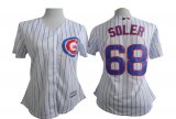 women Chicago Cubs Soler #68 white Blue stripes MLB baseball Jersey