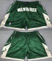 Milwaukee Bucks green beige nba shorts with pocket-XD