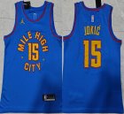 Jordan logo Denver Nuggets #15 Nikola Jokic blue nba basketball jersey-XD