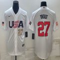 2023 World Cup #27 Mike Trout white USA majestic baseball jerseys 04