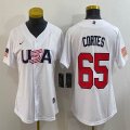 Youth 2023 World Cup #65 Nestor Cortes white USA majestic baseball jerseys 06