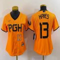 Youth Nike Pittsburgh Pirates #13 Ke'Bryan Hayes gold majestic baseball jerseys city version 02