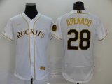 Nike Colorado Rockies #28 Nolan Arenado white gold Flexbase Authentic Collection Jersey