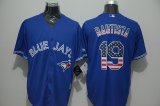 Toronto blue jays #19 Jose Bautista blue USA flag baseball jersey