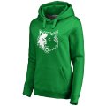 Women's Minnesota Timberwolves Fanatics Branded Kelly Green St. Patrick's Day White Logo Pullover Hoodie