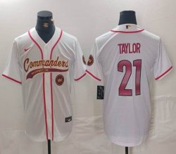 Washington Redskins #21 Sean Taylor white baseball jersey Joint Name 02