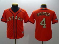 Youth Houston Astros #4 George Springer orange gold 2018 World Series Champions jersey