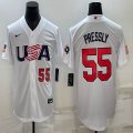 2023 world cup #55 Ryan pressly white usa majestic baseball jerseys 05