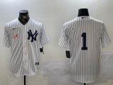 Nike New York Yankees #1 white Flexbase Authentic Collection Jersey 01