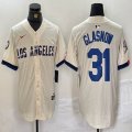 Nike Los Angeles Dodgers #31 Tyler Glasnow beige fashion MLB baseball Jersey 02