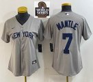 Women Nike New York Yankees #7 Mickey Mantle gray MLB baseball Jersey