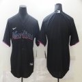 Nike Florida Marlins blank black majestic baseball jersey-BD