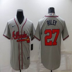 Nike Atlanta Braves #27 Austin Riley gray majestic baseball Jerseys