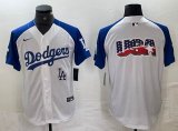 Los Angeles Dodgers blank Nike white blue fashion majestic baseball Jersey big logo-BD 02